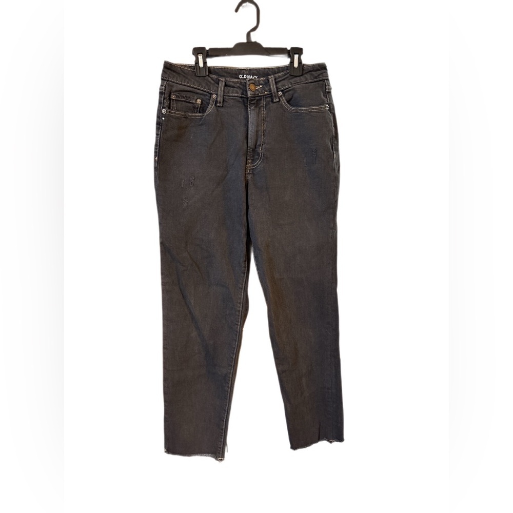 Old Navy Women's Straight Leg Jeans - Lightly Distressed Charcoal Size 4